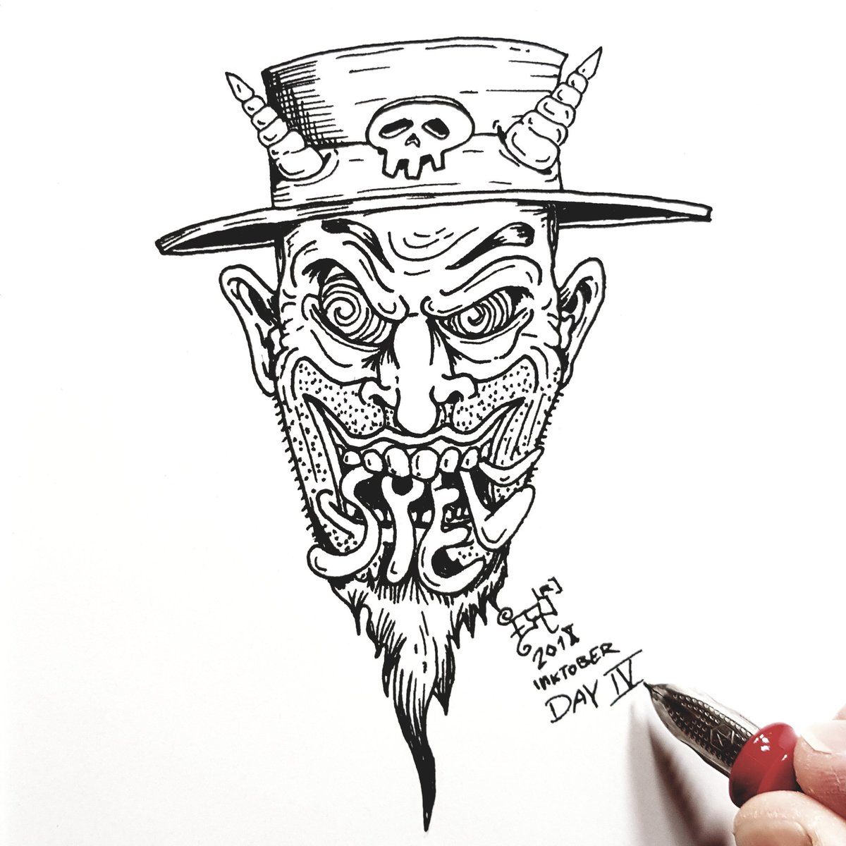nikolas83gianni's tweet photo. #art #artist #ilustrator #designer #nikolass #nikolass83 #nikolass83gianni #inktober #inktober2018 #inktober2018day4 #inktober2018day4spell #ink #blackinkart #blackink #deviantart #penup #reynolds #rotringcore #spell #skull #beard #evil #horns #tattoo #samsungnote8photography https://t.co/aJZbcQZ9Mp