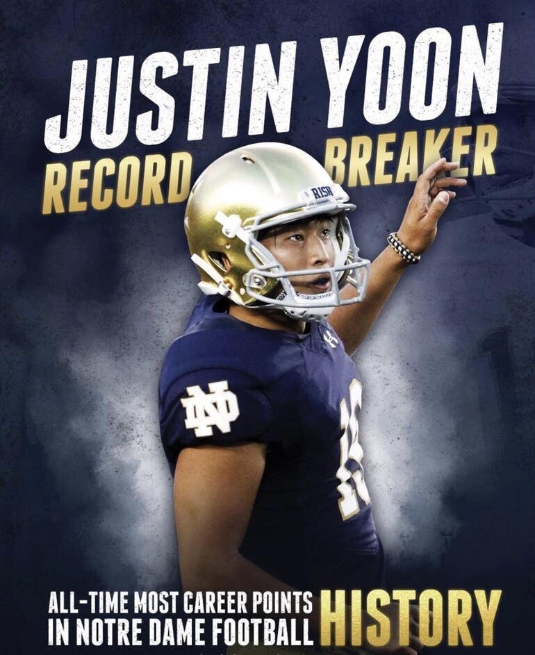 HardingAcademy's tweet photo. Congratulations to Justin Yoon '10 on becoming the all-time leading scorer in Notre Dame history ! #HardingAlumni https://t.co/uQ67k6c7ST