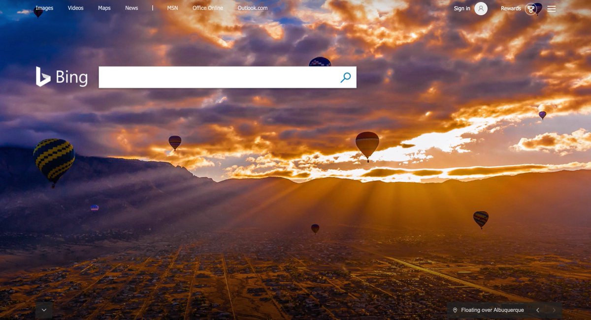 ProfBenavidez's tweet photo. Bing features Albuquerque on its homepage today with this stunning photo. #NewMexicoTrue https://t.co/BNviFTP448