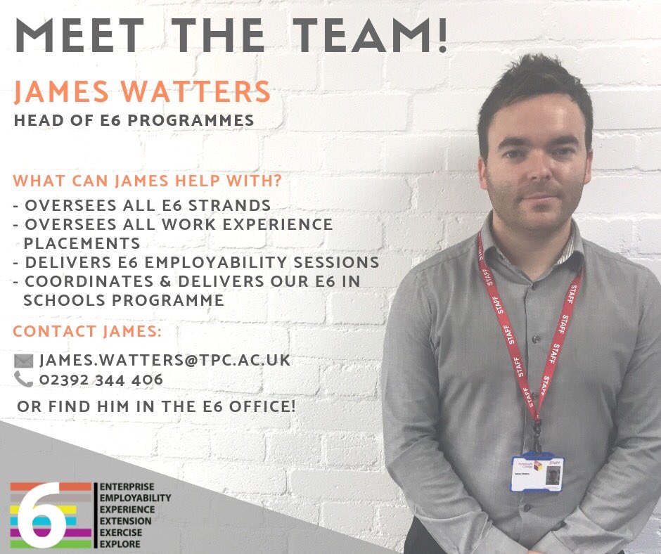 E6_Programme's tweet photo. We would love for you to meet our E6 team! First up is James, Head of the E6 Programme at Portsmouth College. #meettheteam #E6programme https://t.co/iAP0vZwMNh