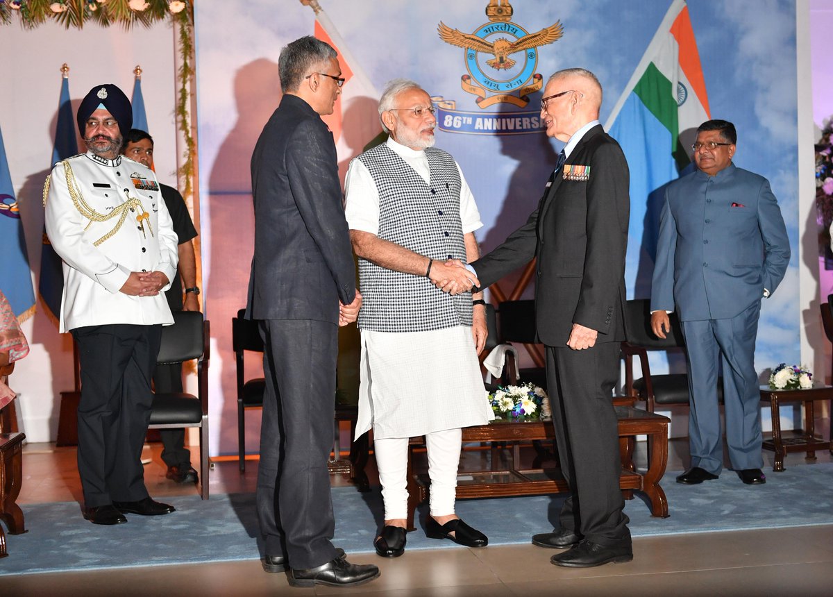 narendramodi's tweet photo. Joined the reception on the occasion of Air Force Day. https://t.co/OFg6xJXM2n