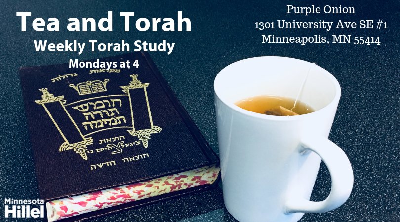 MNHillel's tweet photo. TEA AND TORAH at Purple Onion with Rabbi Ryan starts at 4! https://t.co/MQGcDf0EkG