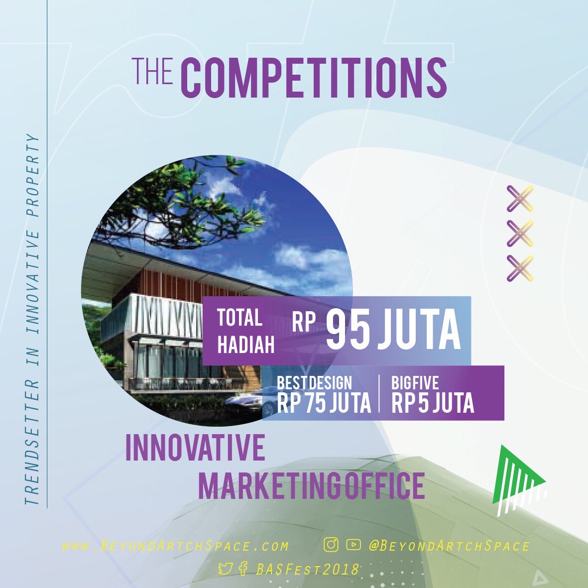 BASFest2018's tweet photo. [ T H E C O M P E T I T I O N S ]

INNOVATIVE MARKETING OFFICE - this competition is for Graduated Architecture Student, including IAI member (with SKA or non) from all over Indonesia 🇮🇩
Join our Beyond Artch Space 2018 Competitions now! Click link below👇
https://t.co/zFy01o0tWA https://t.co/dIoH8seQGa