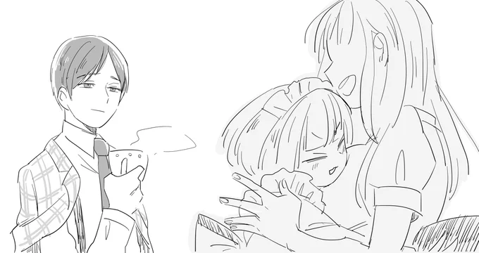 百合を眺めながらティーブレイクする人 