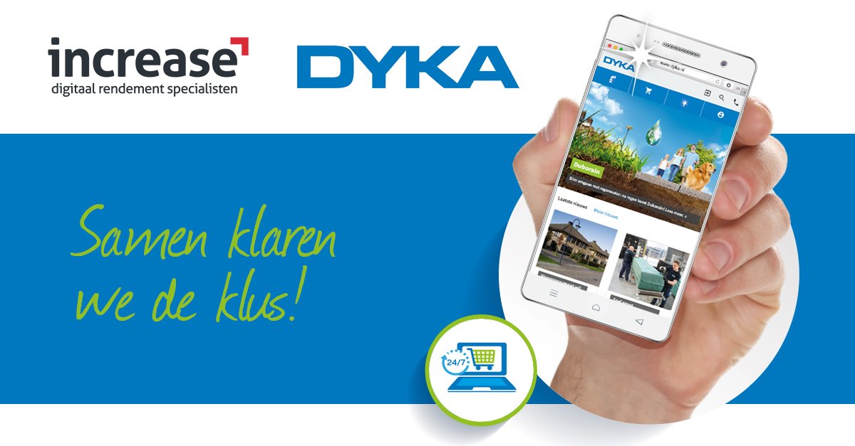 DYKA heeft voor Increase gekozen als digitale marketing partner! Inmiddels is het team gestart met de B2B e-commerce strategie via de campagne 'Samen klaren we de klus'. Een toepasselijke naam die ook geldt voor de samenwerking tussen Increase en DYKA! #b2b #e-commerce #marketing