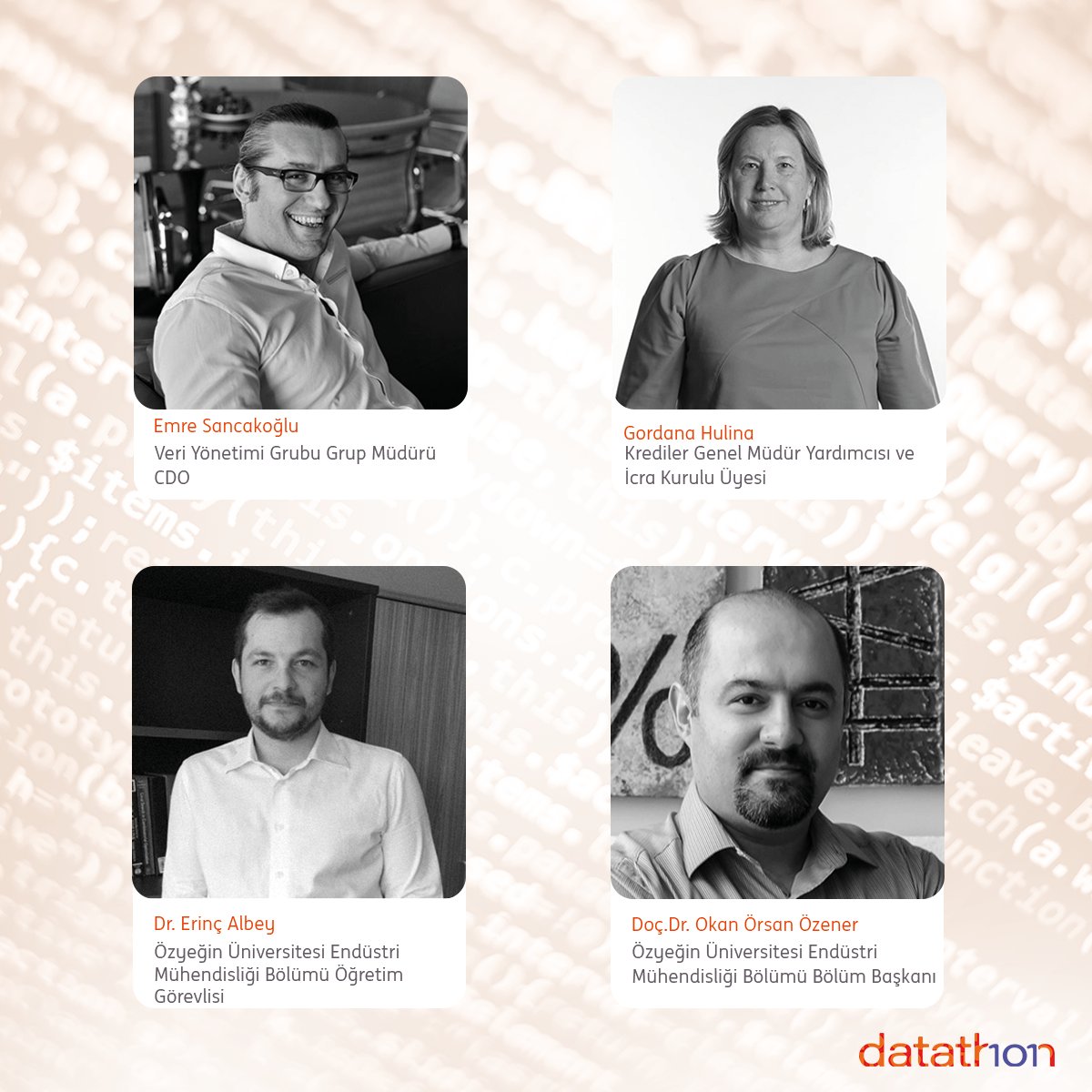 Datathon'un en iyi projelerini değerlendirecek olan jüri üyelerimizle tanışın. <a href="/ingdatathon/">ingdatathon</a> #ingdatathon2018