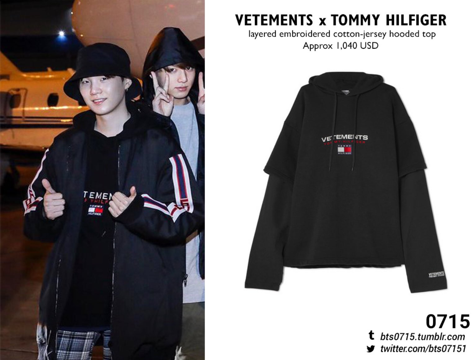 vetements x tommy hilfiger layered embroidered cotton hoodie