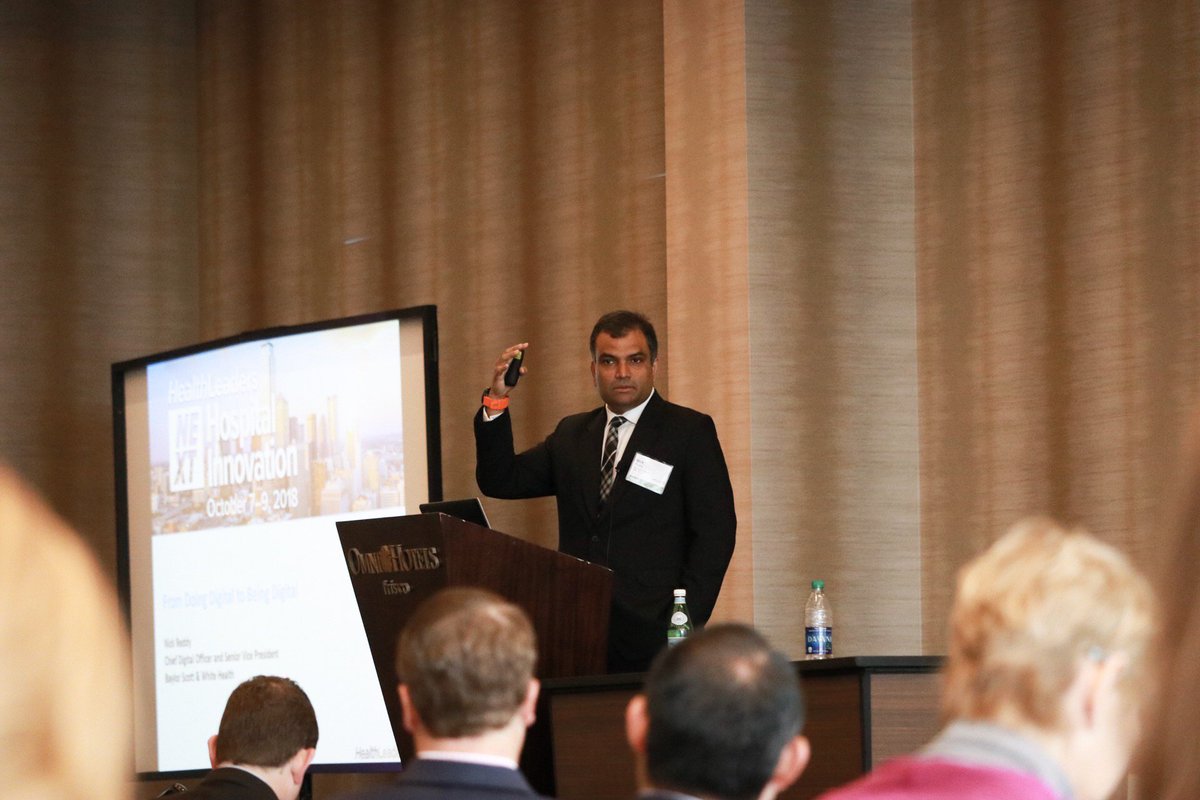 "What does 'being digital' mean in healthcare? It means: Is the customer fully informed and fully in charge?" — Nick Reddy, Chief Digital Officer of Baylor Scott &amp; White Health #HCLDR #NextHospitalInnovation