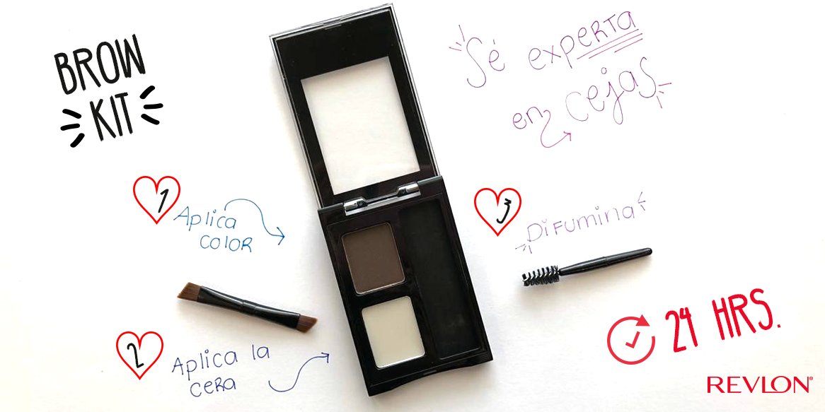 REVLONMexico's tweet photo. Te mostramos los pasos más sencillos para lograr unas cejas de súper experta 💁🏻 con nuestro #BrowKit ❤️ https://t.co/tVjsf16qvL