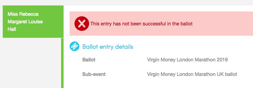BeckiHall's tweet photo. 10th year (not) running. Still doesn't any easier to be rejected. The #LondonMarathon has been my bucketlist dream for an entire decade and I'm still no closer. #VLM2019 #LondonMarathon2019 #LondonMarathonBallot https://t.co/fg8DHNEWue