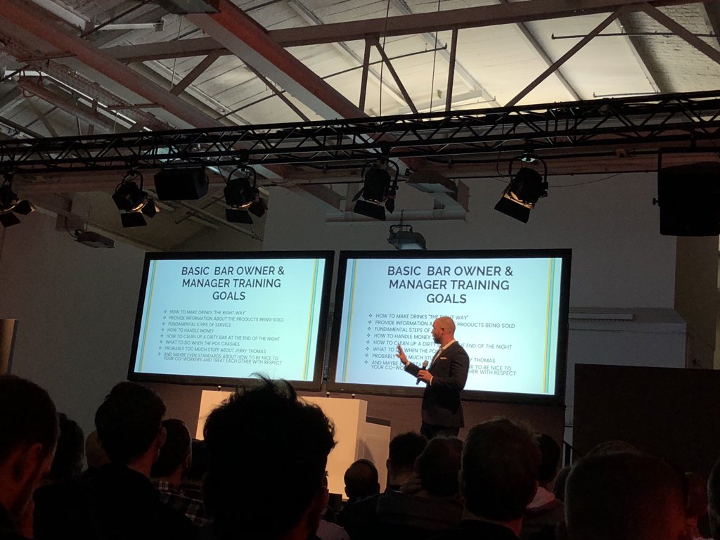 Ps0ke's tweet photo. Awesome talk on How to Train Bartenders by the amazing @bobby_heugel #bcb18 https://t.co/NLpX8bliDj