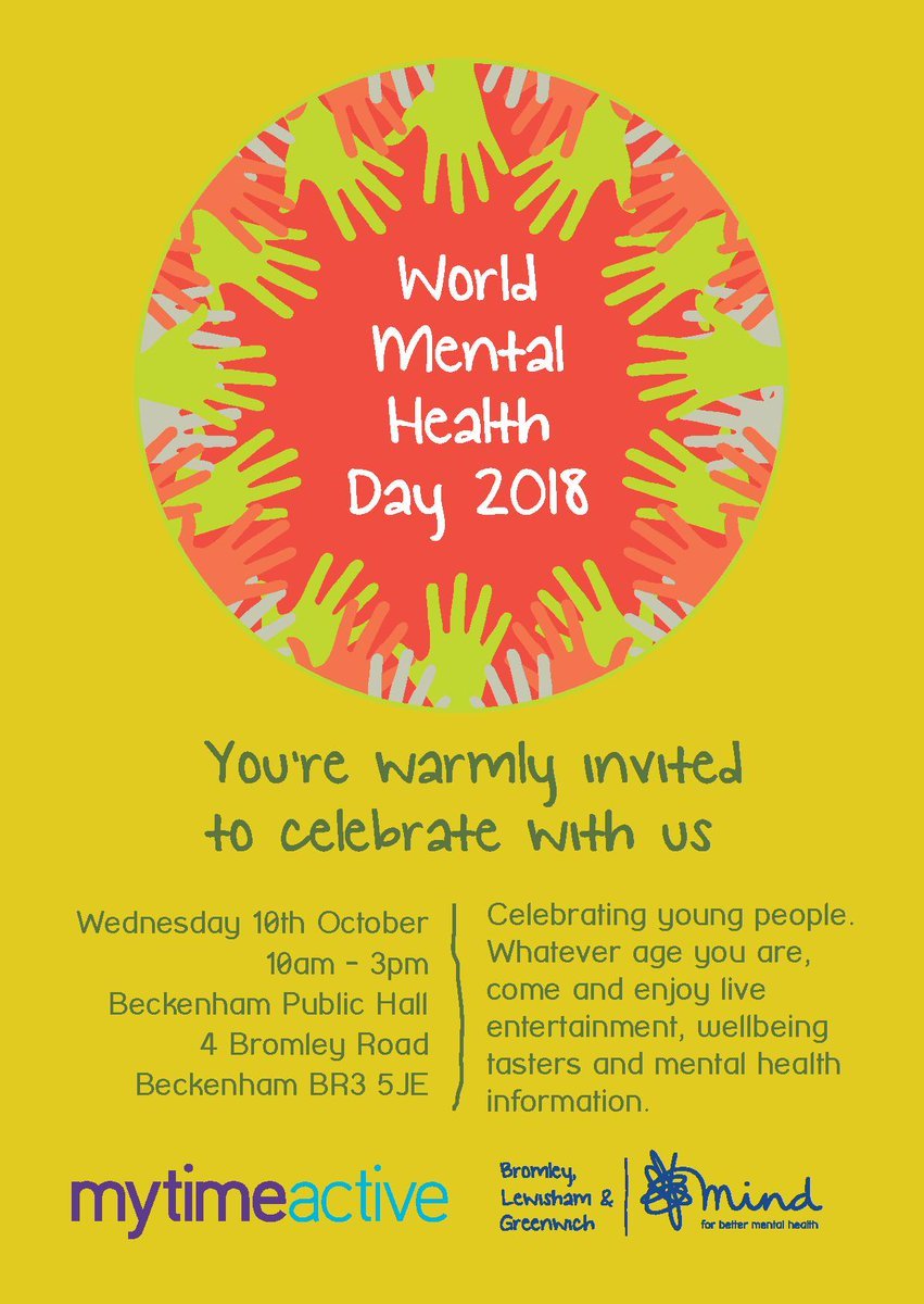 We will ready for a chat at this brilliant event on Wed 10th October. Come and say hello! @blgmind #WMHD2018 #mentalhealth