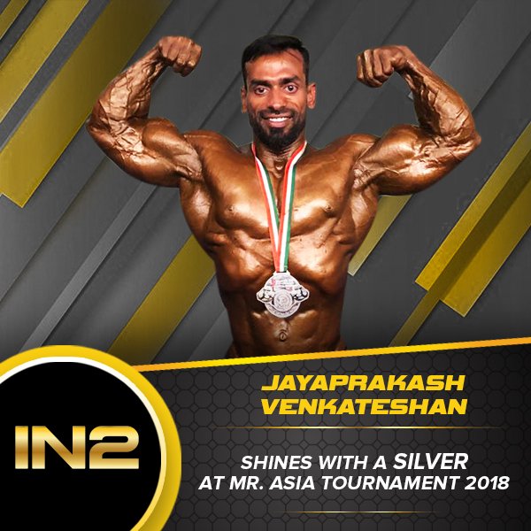 IN2_Nutrition's tweet photo. Team IN2 is proud to congratulate IN2 athlete Jayprakash Venkateshan for striking silver at Mr. Asia 2018. We bet there's much more to come!
Here's to his glorious journey ahead with IN2 Nutrition.
#IN2Nutrition #IN2Transformation #TeamIN2 #IN2Athlete #pushyourself https://t.co/2DVnmmqeVR