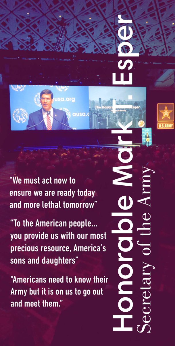 USArmyReserve's tweet photo. “Americans need to know their @USArmy but it is on us to go out and meet them,” @SecArmy #AUSA2018 https://t.co/eRyE8hLDy3