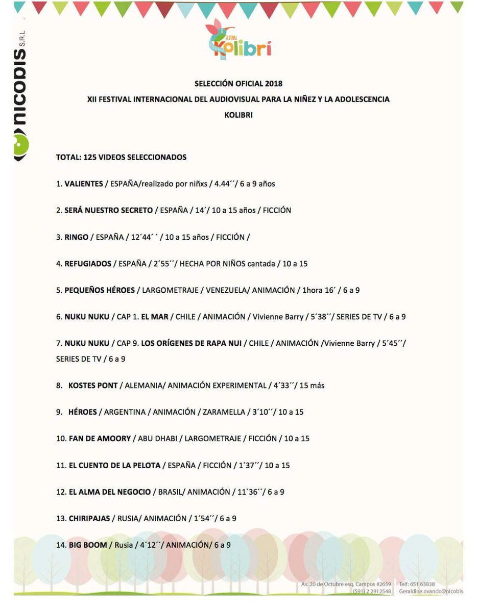amiguicospro's tweet photo. Valientes continua teniendo más repercusión fuera de nuestras fronteras que aquí. Esta vez viaja al Festival Internacional del audiovisual para la niñez y la adolescencia Kolibri de La Paz (Bolivia) #educaycine #cineyeducacion #igualdaddegenero https://t.co/g4JUq05UjI