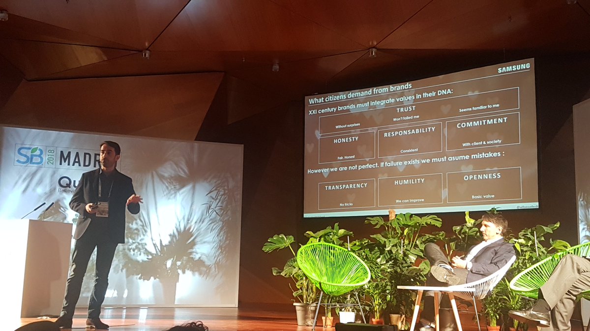 MarcaconValores's tweet photo. Confianza, honestidad, transparencia y coherencia: valores identificados como relevantes para el consumidor por @alfonsoferAF de @SamsungEspana y recogidos en el #IIEstudioMConV #SBMadrid18 https://t.co/df29rr3LQe