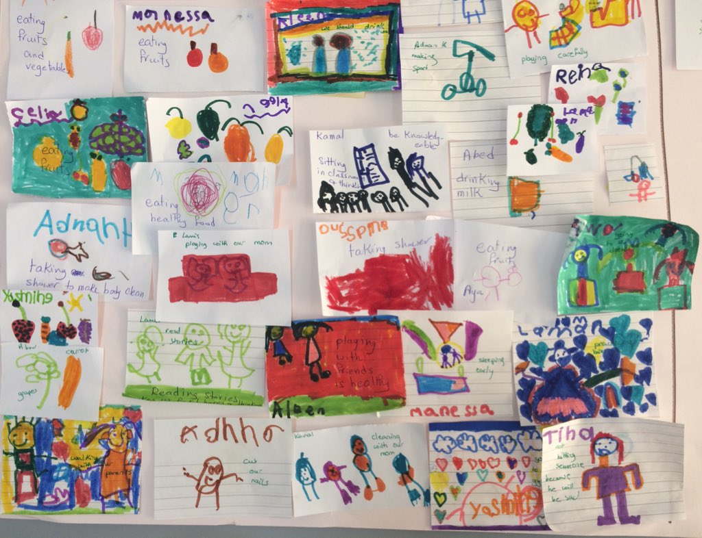 Darineyassine's tweet image. After drawing different choices, KG3Ss sorted them into healthy &amp;amp; unhealthy #Chart #Reflection #Expressing Ideas #WhoWeAre #Wellbeing #ThinkingSkills @MaryamBaghdadi_ @tbaassiri @Hhhsinfo