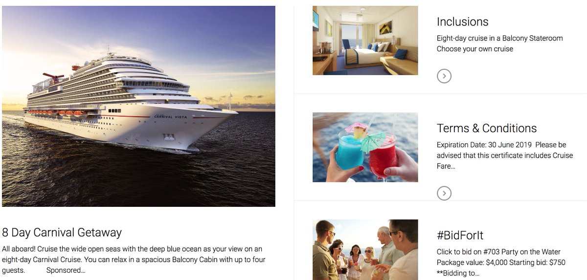 SITEGlobal's tweet photo. All aboard! Cruise the wide open seas with the deep blue ocean as your view on an eight-day Carnival Cruise. You can relax in a spacious Balcony Cabin with up to four guests. Sponsored by Ann Sedgwick, Carnival Cruise Line #BidForIt https://t.co/ojTDn8QCtg https://t.co/drPxlZtu57