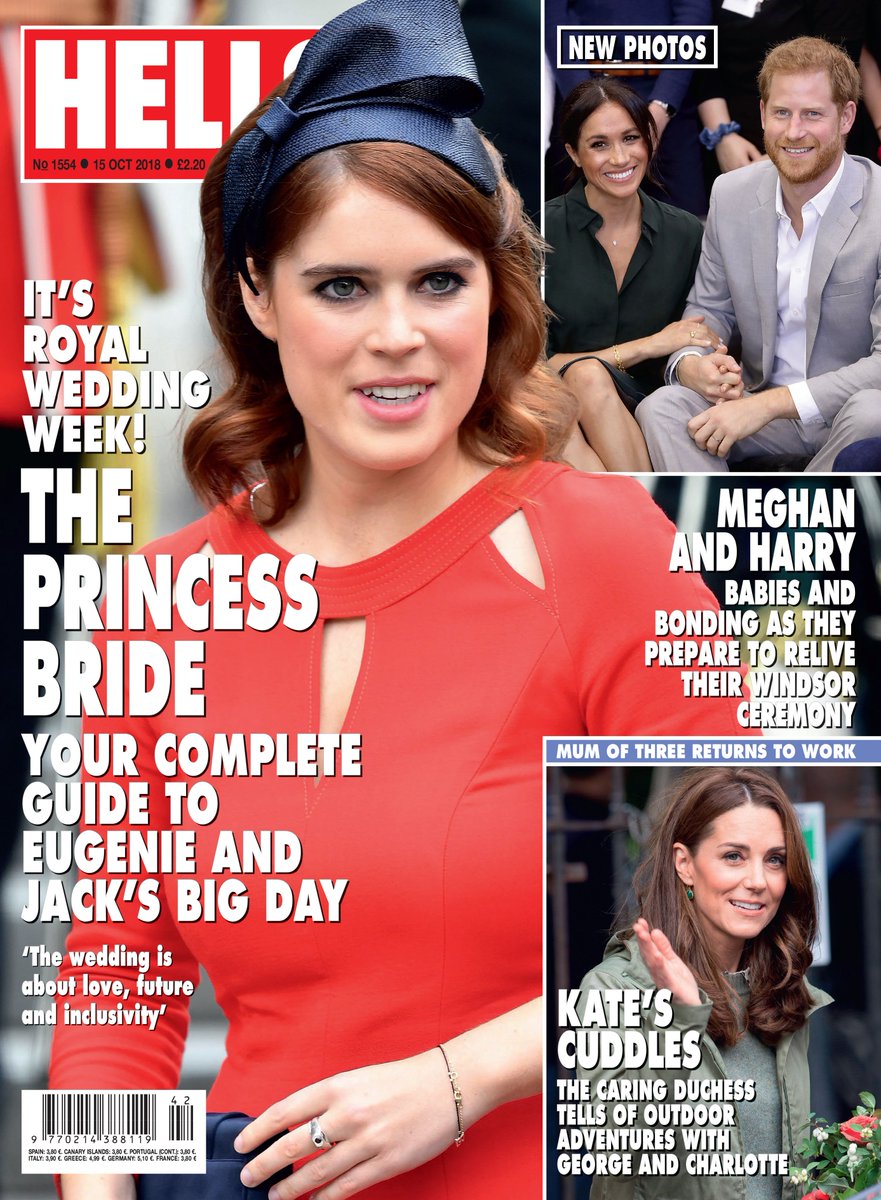 Marketforce_UK's tweet photo. Itโs Royal Wedding week! Pick up your copy of @hellomag now ahead of Princess Eugenieโs wedding on Friday for all the information you could possibly need on the big day. Hats at the ready! #royalweddingweek #royalwedding ๐๐ฉ https://t.co/veDP5PLqa3