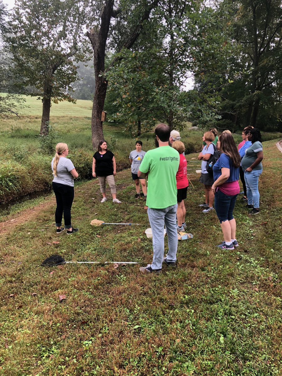 HungaryCreekMS's tweet photo. 6th grade teachers and Principal Moose take part in professional development in the Meaningful Watershed Educational Experience @Maymont Park. Looking at the Chesapeake Bay Watershed through the Lende of STEAM. #deeperlearing https://t.co/Xf0yk0Fky6