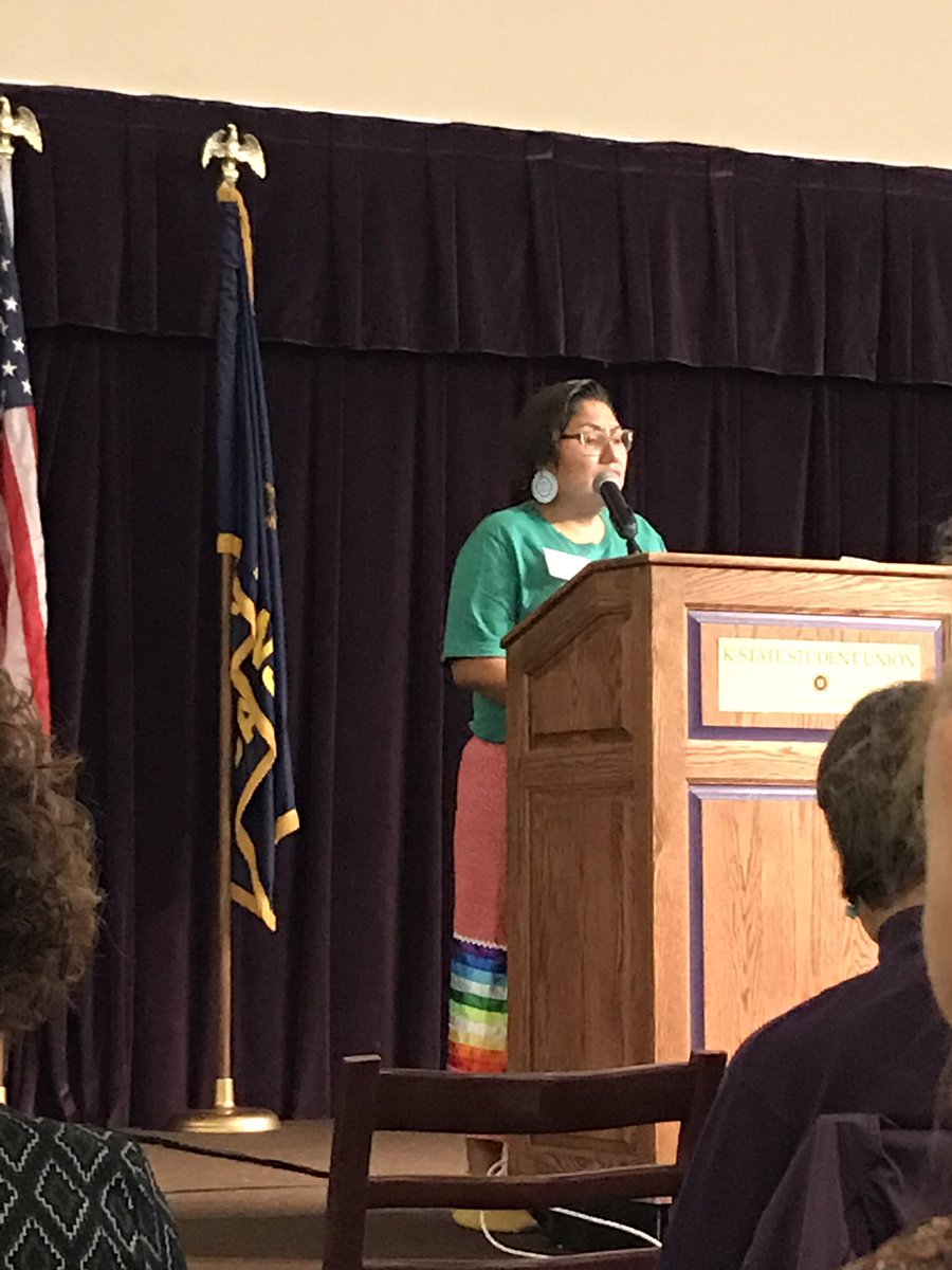 KStateNASA's tweet photo. Up next is Robin Zape-Tah-Hol-Ah Minthorn, of the Kiowa Tribe of Oklahoma, Apache, Nez Pierce, Umatilla and Assiniboine, presenting on “Indigenizing the Academy and Reclaiming the Space of our Ancestors” https://t.co/WtFGz9Xx7i