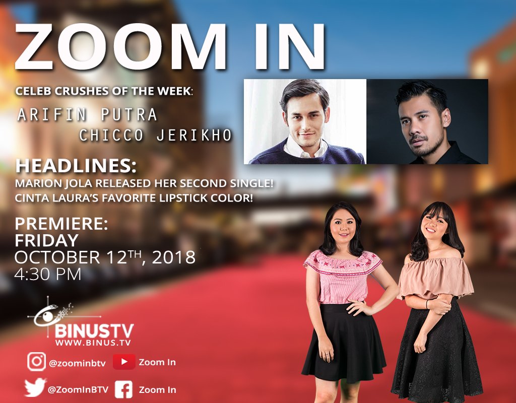 ZoomInBTV's tweet photo. #CelebCrushOfTheWeek #ArifinPutra @arifinputra #ChiccoJerikho @cjerikho829 @FoxtrotSixMovie! 
#Headlines:
#MarionJola @marionidol9 #NewSingle!
#CintaLaura @xcintakiehlx #Favorite #Lipstick #Color!
#latestnews #newsupdatE #entertainmentnews
#OforOpenOctober https://t.co/e5FU74PWtX https://t.co/JgVTgfGywx