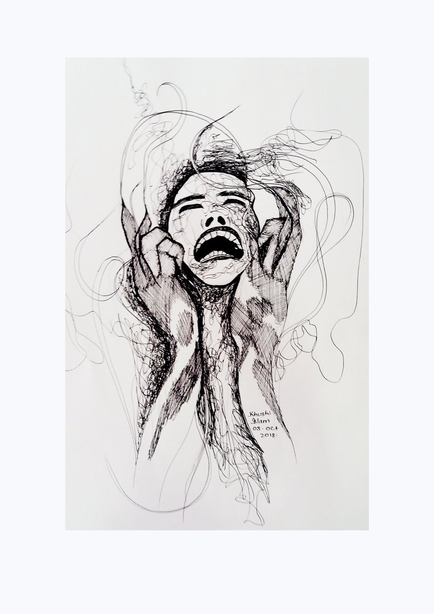 Khushiiislam's tweet photo. I feel ugly.

#artistsoninstagram #art_spotlight #pointerart #blackandwhite #photography #instaart #instaartist #instablackandwhite #portrait #drawing #sketch #depressionquotes #ugly #screaming #pakistanart #theartysts #inktober2018 #inktober #inktoberprompts https://t.co/Wz1XFRPQf5