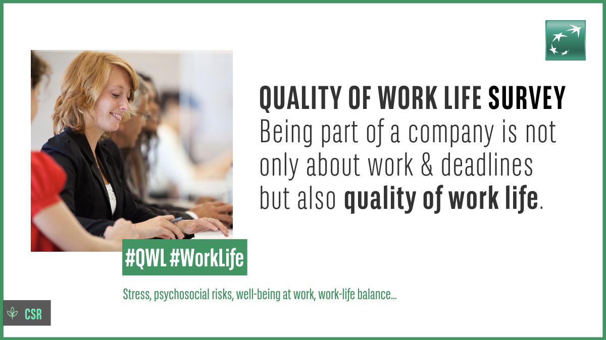 As we care about our employees and their #wellbeing, we set up a more comprehensive and complete #QualityofWorkLife #survey which started on September 24 over a period of 3 weeks 📝
#work #stress #worklifebalance #QWL #HR #CSR