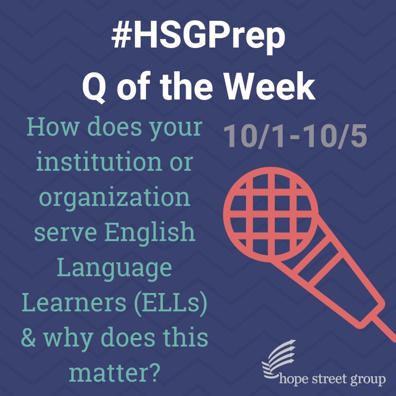 HSG_Ed's tweet photo. .@HSG_Ed & @HSG_Workforce have closed out the #HSGAccess campaign & now invite you to discuss the many facets of "Preparation" & its impact on the #workforce & #education. Join the convo using #HSGPrep & start by answering our question of the week below dedicated to #ELLs! https://t.co/mI5eG3JDNp