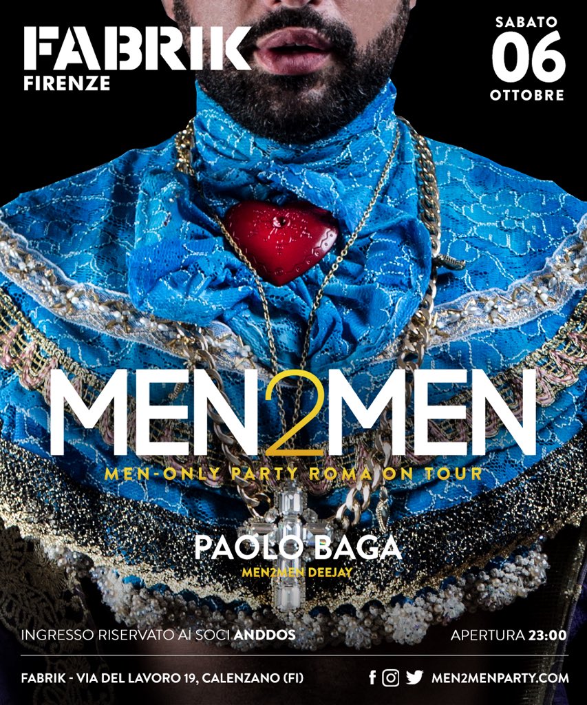 men2menparty's tweet photo. Sat 6 oct 2018 @ Fabrik Firenze @PaoloBagadj https://t.co/515y7ZxQ8q