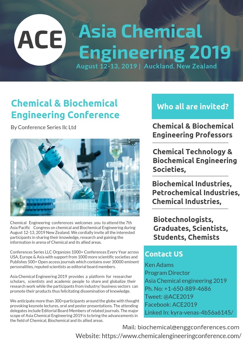 ACE_2019's tweet photo. #Chemical_Engineering  #conferences cordially invite all the interested participants in sharing their #knowledge, #research and gaining the #information in arena of #Chemical and its #allied_areas.

for further info Please follow the link in the image https://t.co/uJZYp8T57M