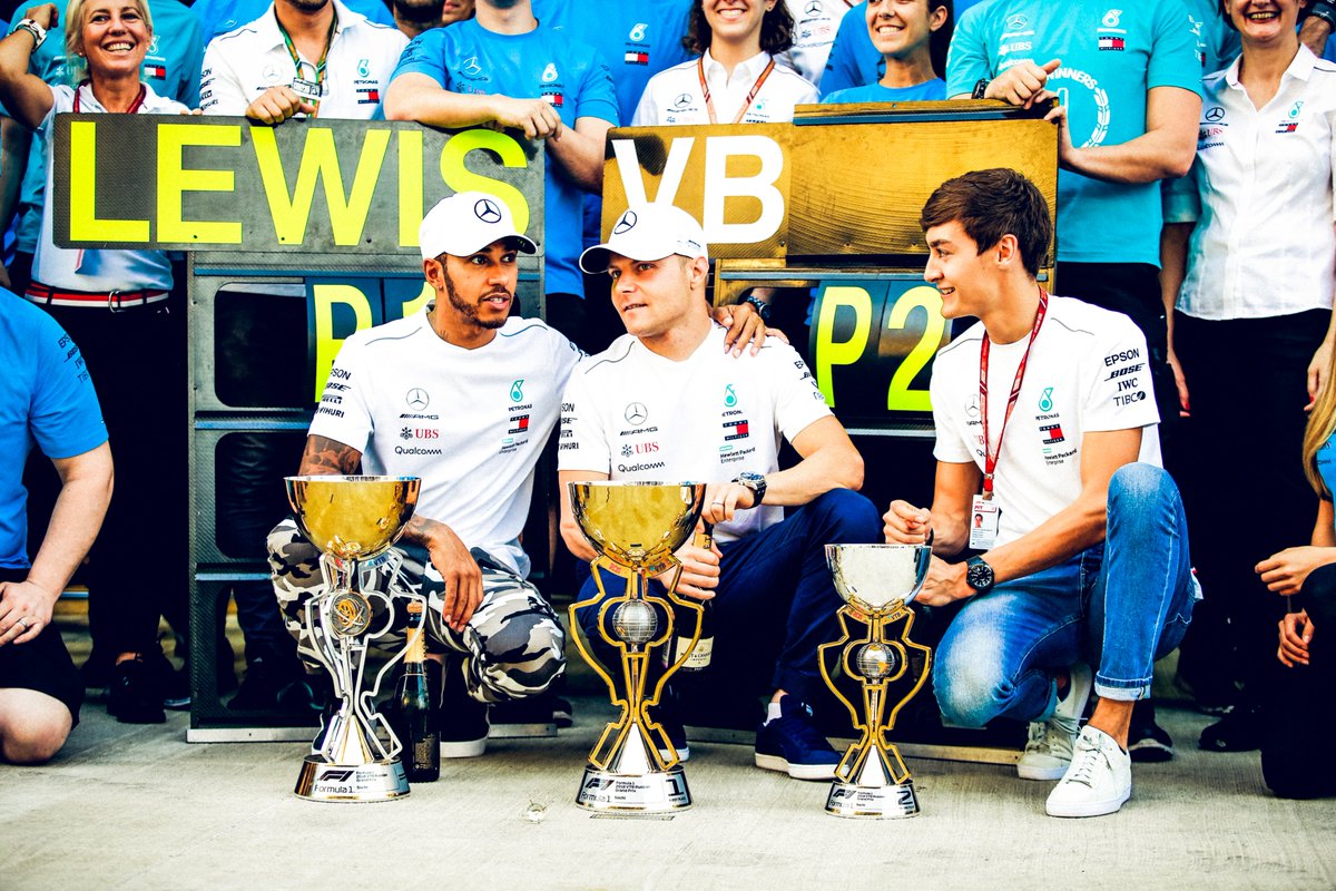 MercedesAMGF1's tweet photo. "Honestly, it's hard to find the right words. It's a strange feeling. We have dominated as a team this weekend, the team has done an incredible job. I just want to shine it onto @ValtteriBottas. There are not many team-mates who would do something like that"

- @LewisHamilton https://t.co/OtyyPXW5iT