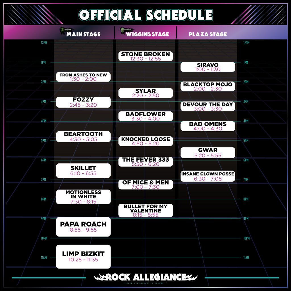 Plan your day and get ready to ROCK at #RockAllegiance 🤘 we'll see you this week 

🎟 rockallegiance.com/tickets/