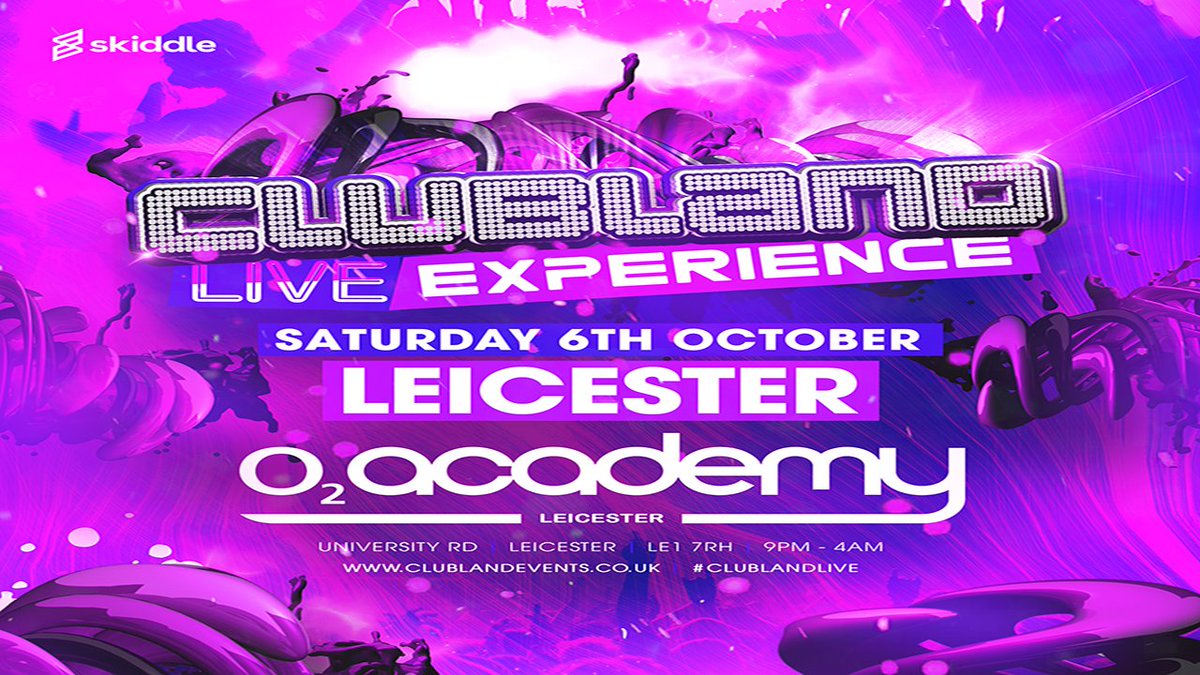 CLUBLAND LIVE EXPERIENCE
[<a href="/clubland/">Clubland</a>]
@O2AcadLeicester
SATURDAY 6TH OCTOBER

Line up includes @IanVanDahlDj <a href="/ntrance/">Niño Mike Trance</a> <a href="/chris_ultrabeat/">DJ CHRIS HENRY</a> <a href="/markbreezeuk/">Mark Breeze</a> <a href="/HixxyUK/">Hixxy</a> <a href="/mickymodelle/">Micky Modelle</a> and more

Tickets available here -> bit.ly/2MD3pWK   

#clublandlive