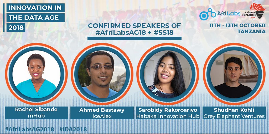 Also confirmed to speak; <a href="/rachelsibande/">Rachel Sibande🇲🇼 🇿🇦 🇰🇪</a> of <a href="/mHubMW/">mHub Malawi</a>, <a href="/AhBastawy/">Ahmed Bastawy</a> of <a href="/icealexHub/">icealex</a>, <a href="/noharintsafidy/">RAKOTOARIVO Sarobidy</a> of <a href="/HabakaMG/">Habaka</a> and @shudhankohli of <a href="/greyelephantvt/">Grey Elephant Vntrs</a> at the #AfriLabsAG18 x #SS18 Register today on afrilabs-gathering.com