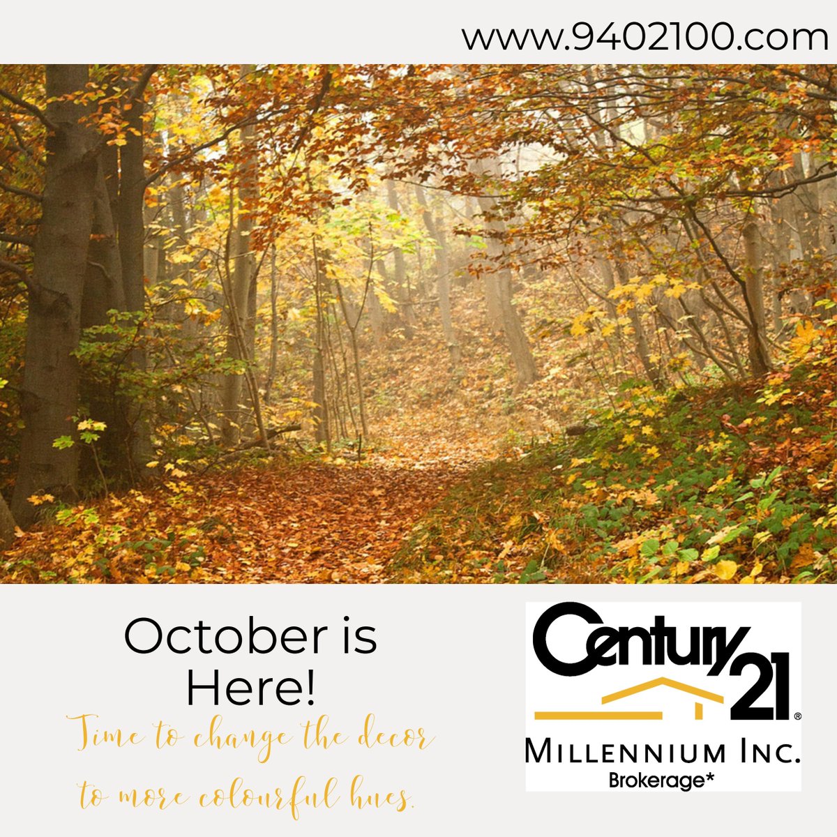 century21oville's tweet photo. October is Here! Time to change the decor to more colourful hues.
#WelcomeOctober
#FallRealEstateMarket
#Orangeville
#Brampton
#Shelburne https://t.co/wH0PlbkHMU
