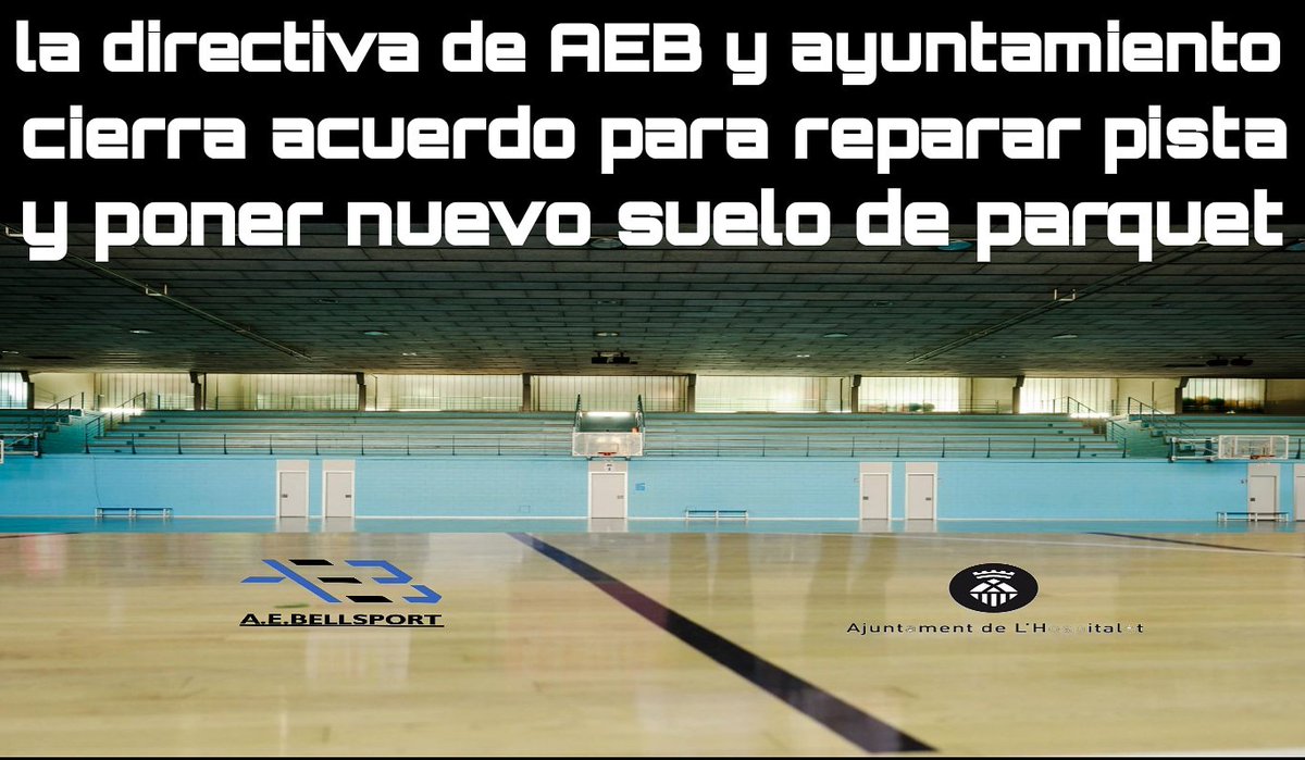 aebellsport's tweet photo. Nota informativa per a tots els socis:

Al mes de desembre es canviarà la pista del @PMBellvitge per parquet. Estem expectants i amb molta il·lusió pel canvi.

Gràcies @LHAjuntament @calcazar Cris Plaza https://t.co/AZEGNyI5LL