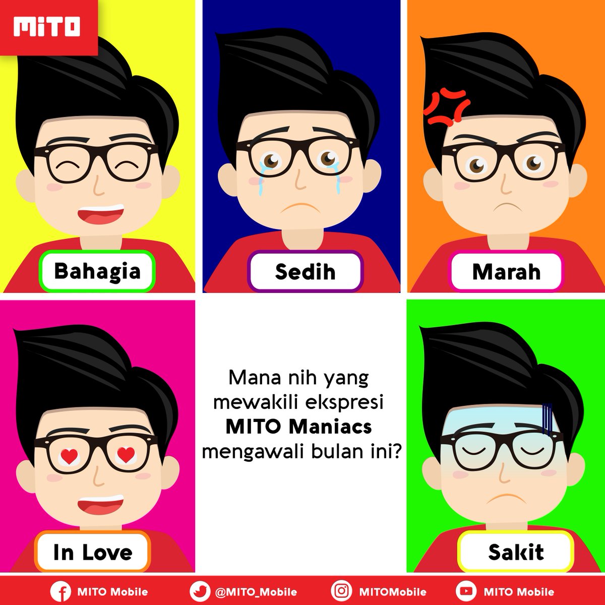 Welcome Oktober !
Mana nih yang mewakili ekspresi MITO Maniacs mengawali bulan ini?

Kasih tahu di COMMENT ya :)