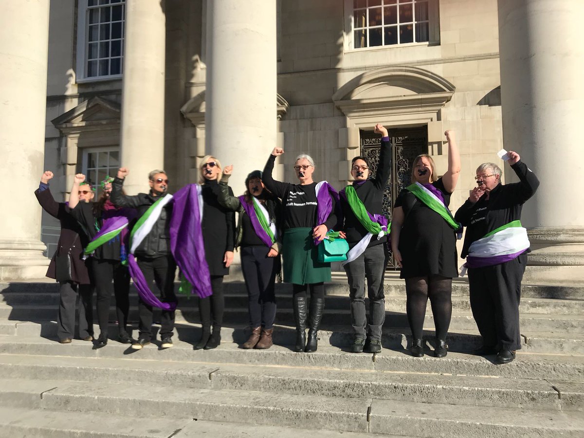 #WPUKLeeds #stopsilencingwomen
#leedswomen2018
#suffrageflagrelay 
We women will stand up for our rights. We will not be silenced. Appalled at the hypocrisy of @LeedsCC_News  @cllrjudithblake on this day especially. Stop shutting down debate #GRAConsultation #stopsexselfID