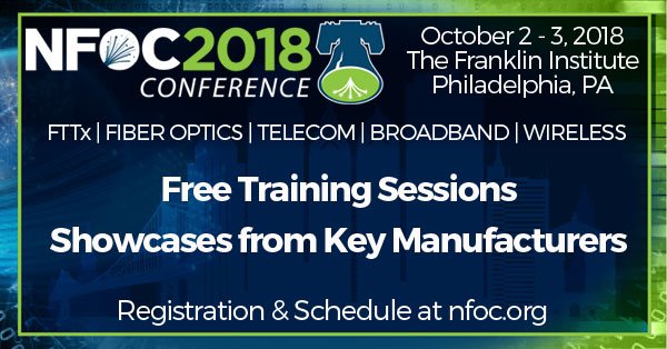 TheNFOC's tweet photo. #NFOC2018 is at The Franklin Institute in Philadelphia. October 2-3, 2018. Register &amp; see schedule for free training sessions and showcases from key manufacturers. #fiber#optics #wireless #broadband#telecom #datacenter https://t.co/2dwLoGqiiD