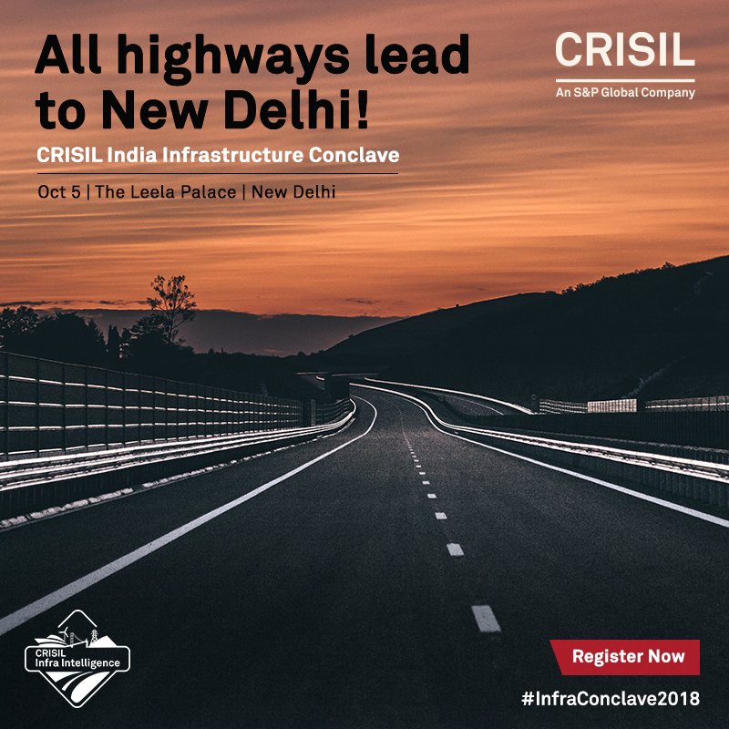 CrisilLimited's tweet photo. Sign up for #CRISIL’s #InfraConclave2018 where industry experts will discuss various PPP models of the #Transport sector. The conclave will feature discussions on #Urban and #Power sector and their future. Register now! https://t.co/Mz9zxb3PsD https://t.co/q4iueaQMun
