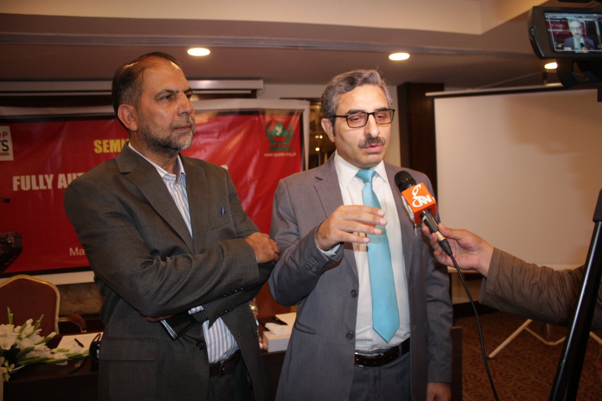 SPADOPakistan's tweet photo. Mr. Raza Shah Khan, Chief Executive #SPADO talking to media persons after the Seminar on "Fully Autonomous Weapon Systems (Killer Robots)" on 28th Sep 2018, @MarriottIsb #Islamabad
#StopKillerRobots #BanKillerRobots #CampaignToStopKillerRobots #CCWUN #SPADO @BanKillerRobots https://t.co/4A291srHqf