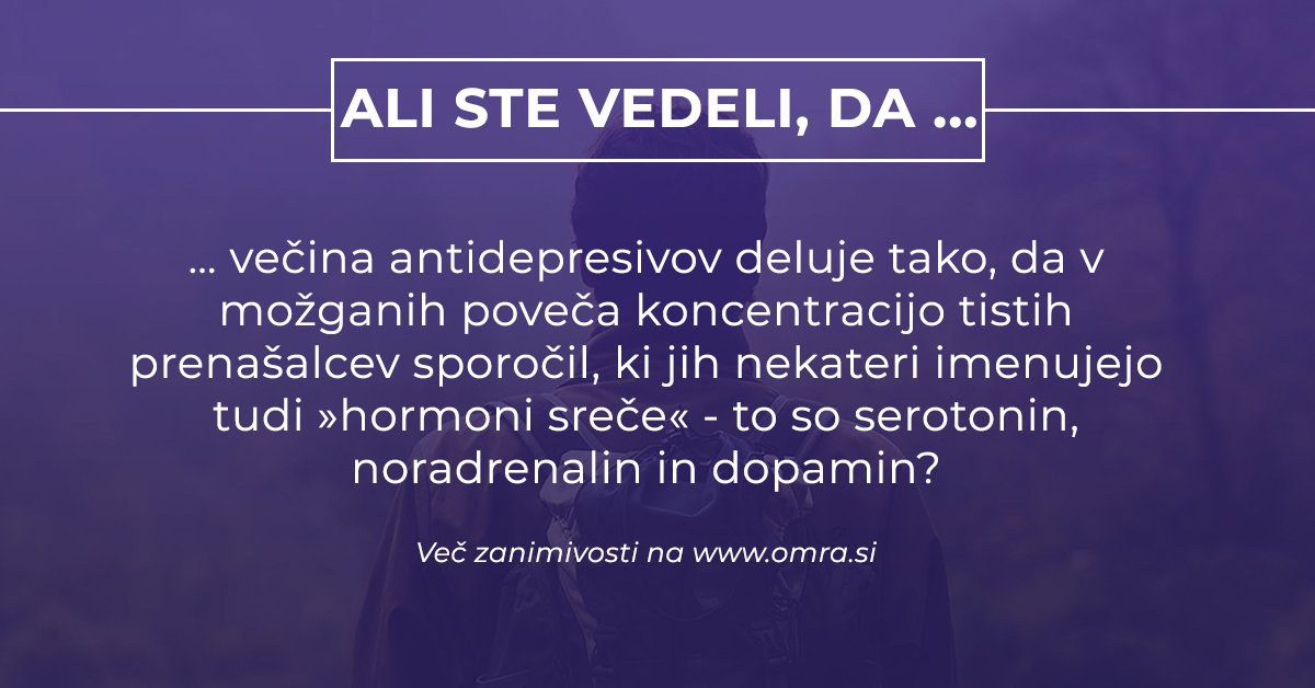 ProgramOmra's tweet photo. O delovanju antidepresivov kroži veliko zmotnih in poenostavljenih prepričanj. #zdravljenjedepresije #depresija #antidepresivi @ProgramOmra @ZrcSazu @MinZdravje https://t.co/T9EZ7WO2mo