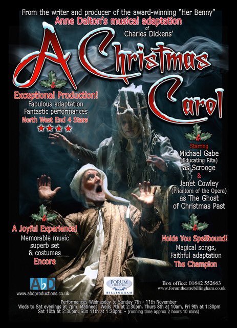 Congratulations to everyone recalled at audition. Recalls Sun 7 Oct 11-5 Egglescliffe School. Final chance for anyone else to audition at recall age 8-21. Still searching for Tiny Tim age from 6 for this role only. FORMS MUST BE DOWNLOADED FROM THE WEBSITE
abdproductions.co.uk