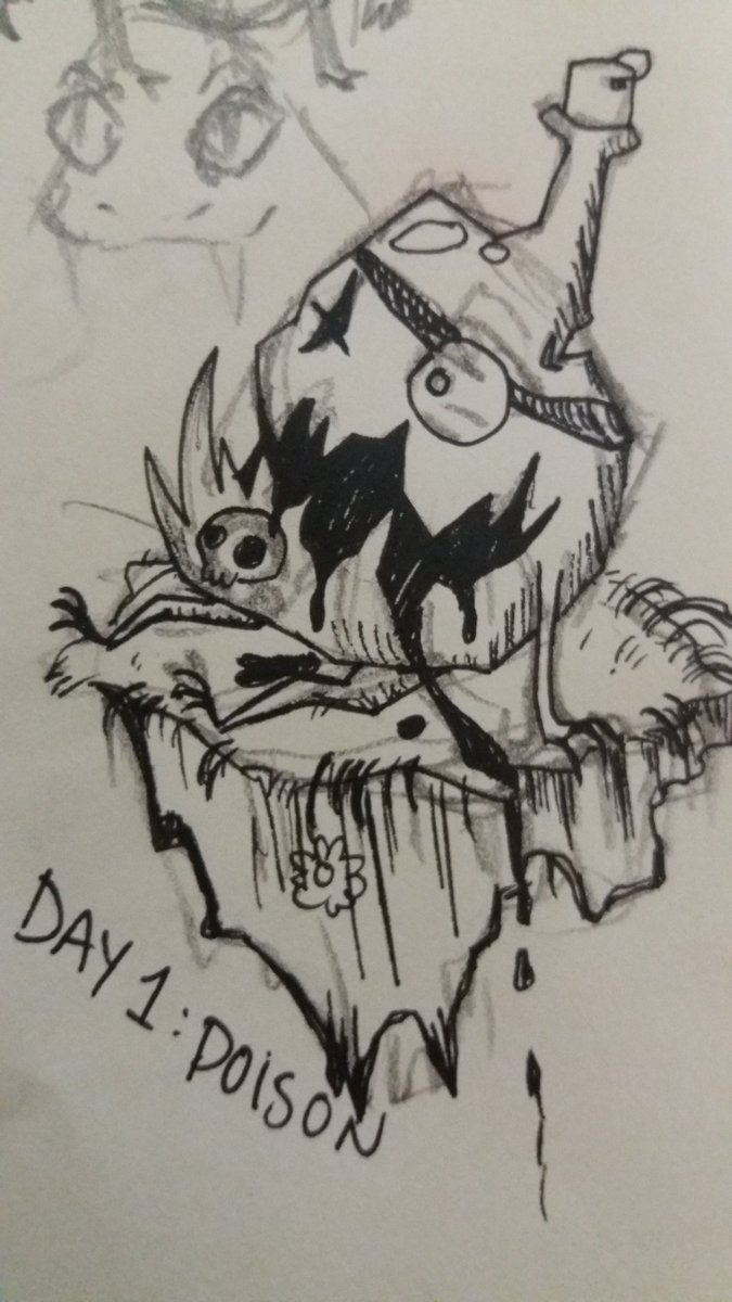 Hail_Lord_D's tweet photo. First day of inktober!  Made a lil cracked runaway wizard bottle. Sadly was not prepeared lol. #Inktober2018 #poison #art https://t.co/KkB2Lupw57