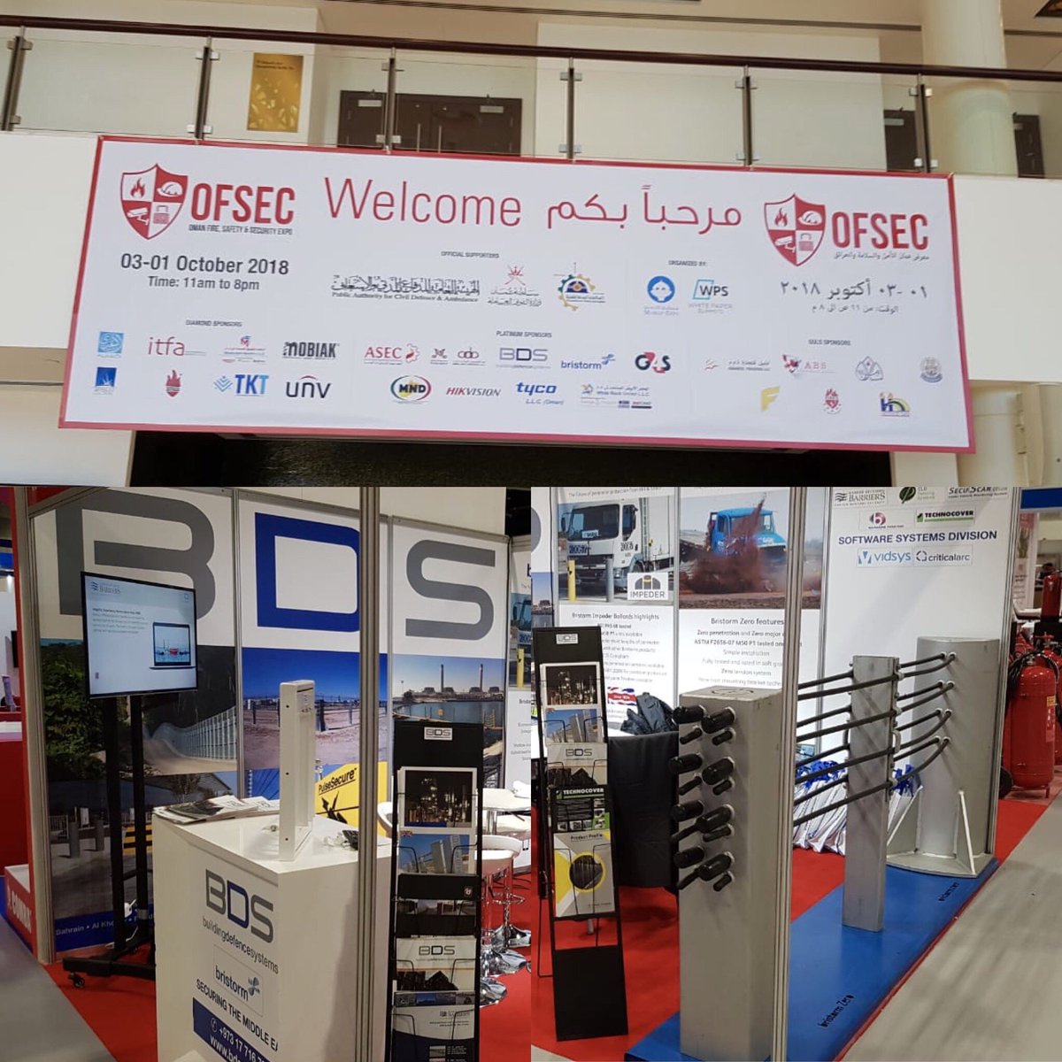 BDS_wll's tweet photo. @ofsecexpo opened its doors today. We are looking forward to 3 great days, Come and visit #BDS & Partners @HSBristorm @HillSmithLtd #Securablinds on stand H & I 7 ! #perimeter #security #OFSEC #Day1 #Oman #BristormZero https://t.co/u92JAyHsJy
