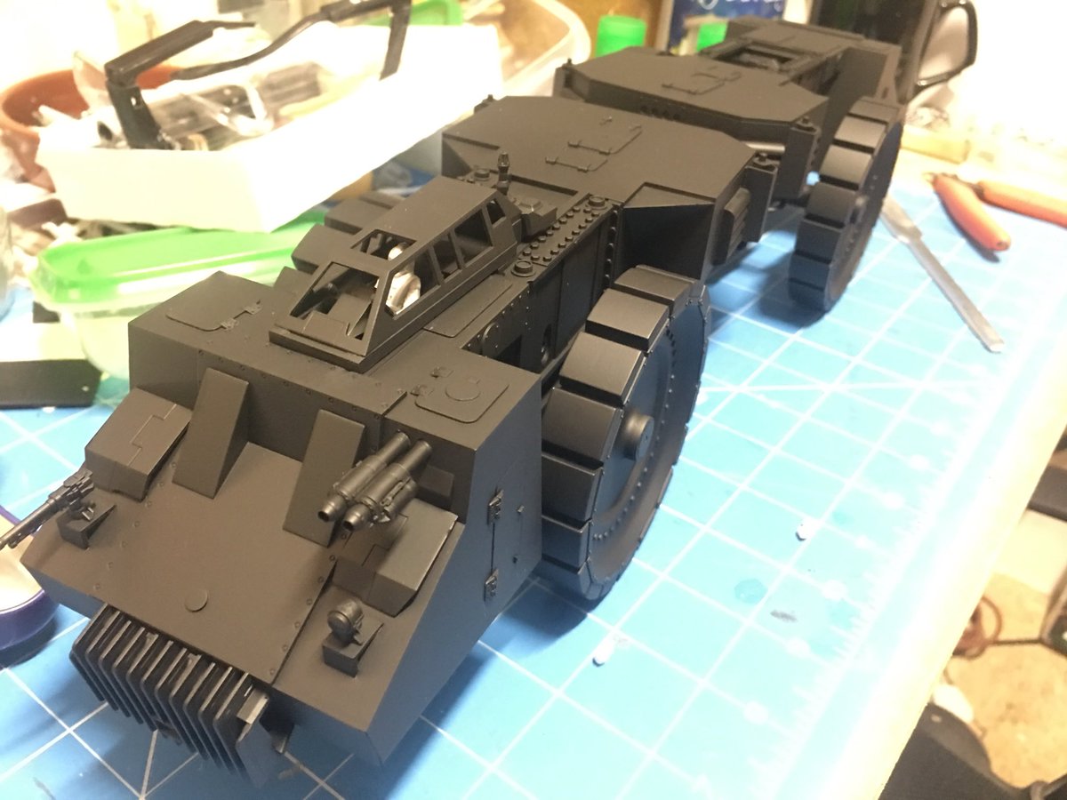 ModelbuildStar's tweet photo. #scalemodel #takom #Bandai #StarWars #Scifi  primed , pre shading coat , burnt umber . Yellow top coat with lighter yellow highlights, some decals too from various kits https://t.co/3oxWFZ1Jdr