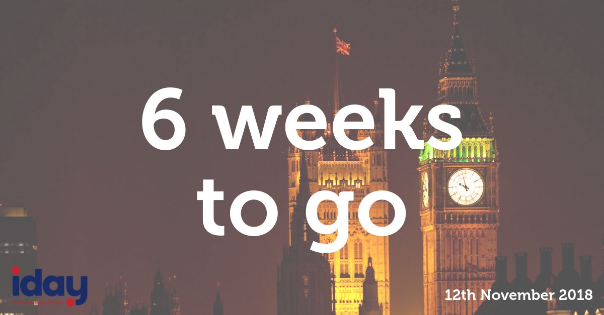 EngageEducation's tweet photo. There are exactly 6 weeks to go until our iday event on 12th November 2018! Looking for a new role? Come to iday for multiple face to face interviews with schools all on the same day. 

Register here: https://t.co/kF6wH2qv6I

#teachuk #ukteacher #ukedchat #edchat #uk #education https://t.co/tAKCYXu5zB