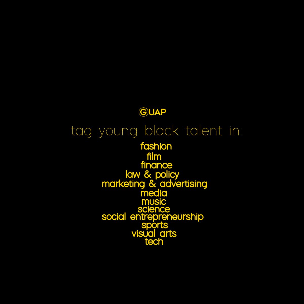 IbrahimKamara_'s tweet image. ~ we are looking for young Black or of mixed Black heritage talent from the UK that fall into any of the below categories. 

Please tag anyone you know 

@GUAPMAG ~