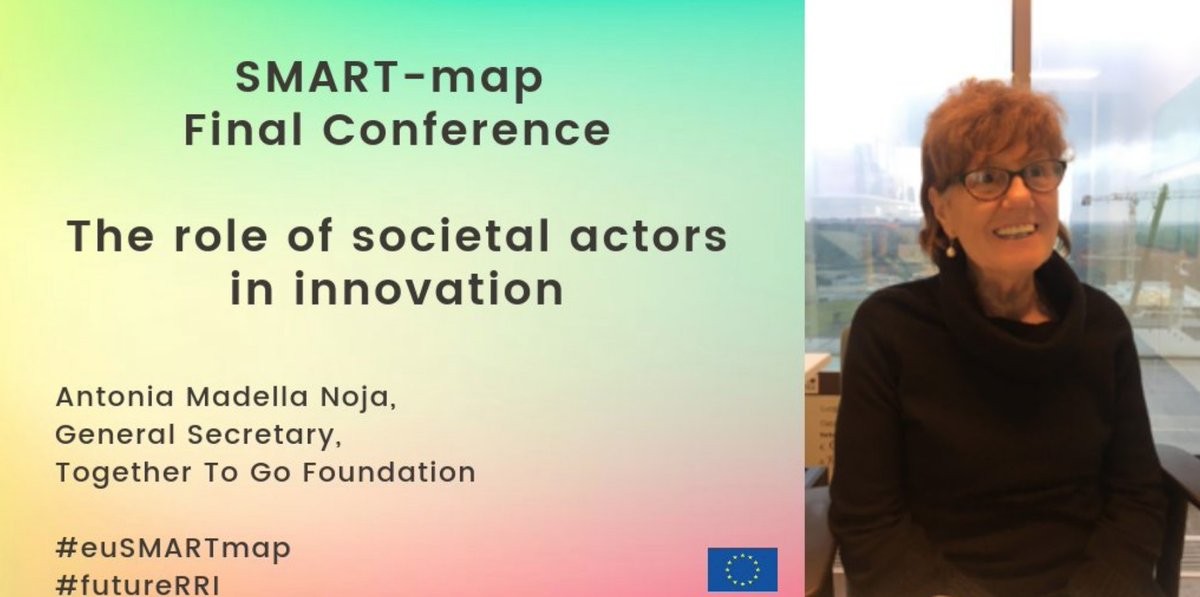 euSMARTmap's tweet photo. What is the role of societal actors in #innovation? The opening statement by Antonia Madella Noja, General Secretary of @AmicidiTOG, during the  #euSMARTmap #futureRRI FinalConference:https://t.co/qxZ4J1z19l  #RRI https://t.co/DQoUkwx3yn